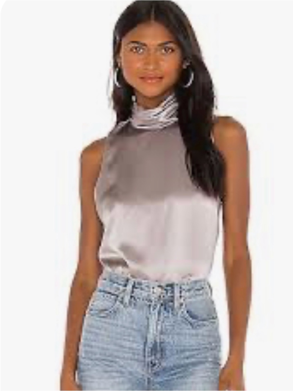 Amanda‎ Uprichard Fluerette 100% Silk Top Satin Draped Mock Neck small